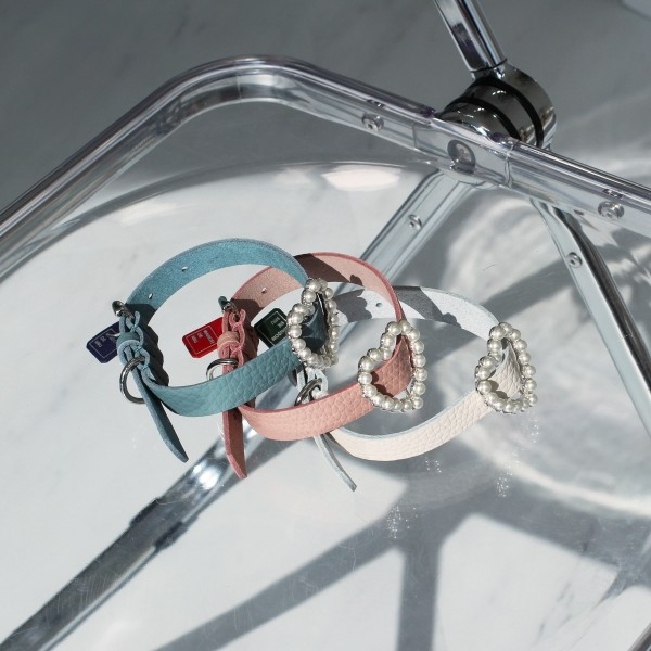 페오펫몰,[댕보양특가] 하트 진주 목줄 로즈 핑크