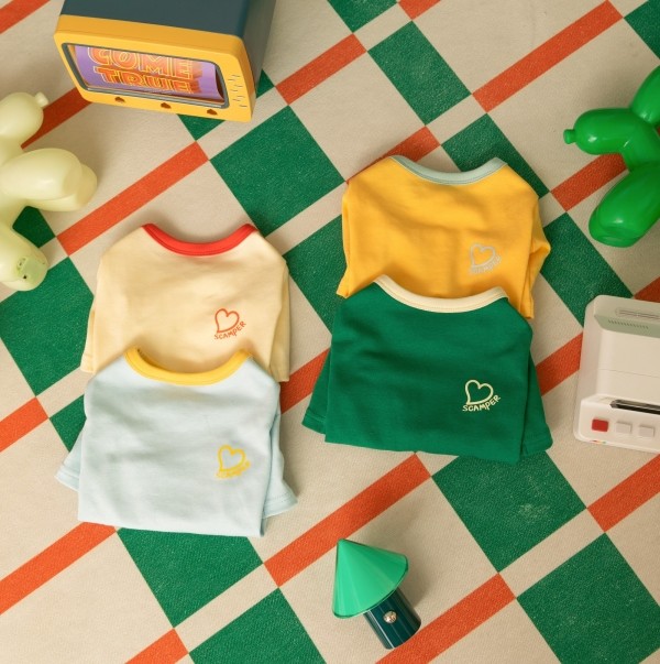 페오펫몰,스캠퍼 젤리 티셔츠 [블루,크림,옐로우,그린]