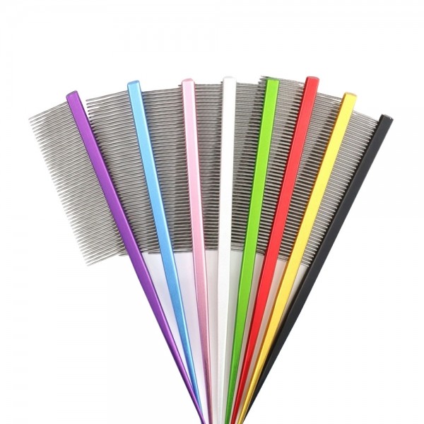 하성 애견 컬러 꼬리빗, 정전기 없는 애견 가르마 빗, 스테인레스 꼬리빗