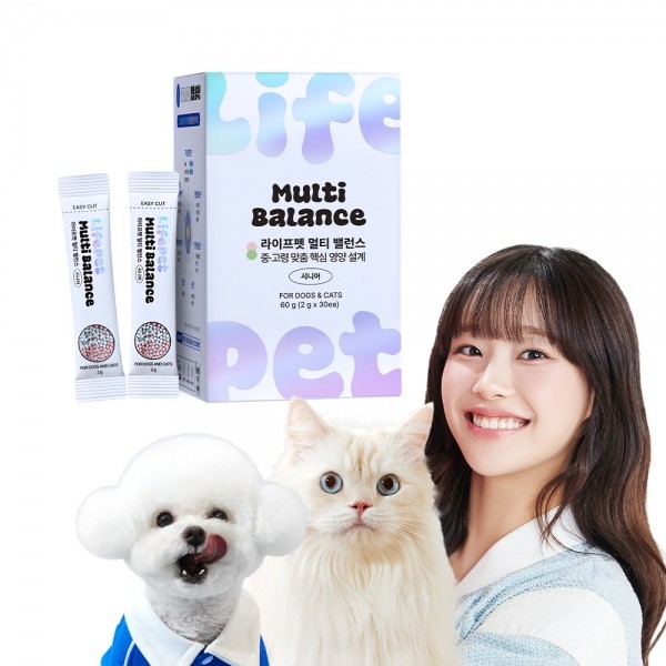 [라이프펫][꽃길특가] 강아지 고양이 종합영양제 멀티밸런스 시니어 노견 비타민 30포