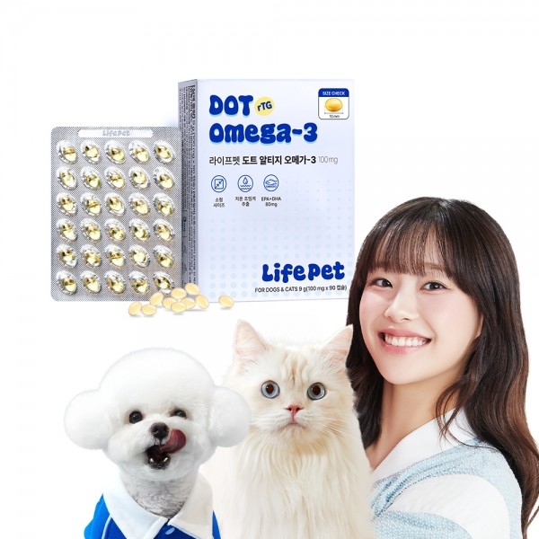 [라이프펫][꽃길특가] 강아지 고양이 도트 알티지 오메가3 100mg 90캡슐