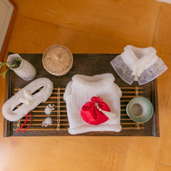 페오펫몰,스캠퍼 한복 복주머니 누빔 배자[화이트]