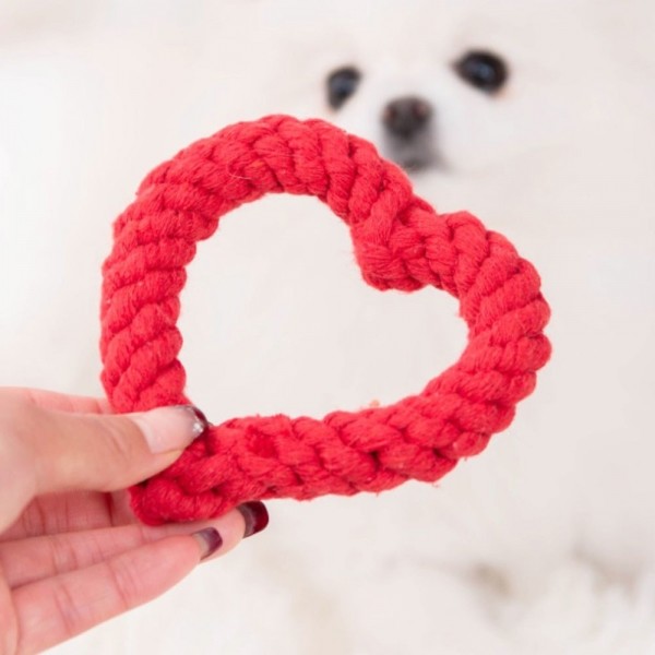 페오펫몰,크레용펫 강아지 장난감 이갈이 터그놀이 실타래 하트 로프