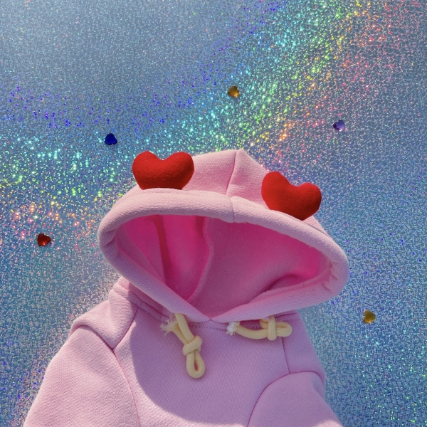 페오펫몰,(찰리롤리) 귀염뽀짝 하트 후드 티 강아지 티셔츠 옷 겨울 기모 애견