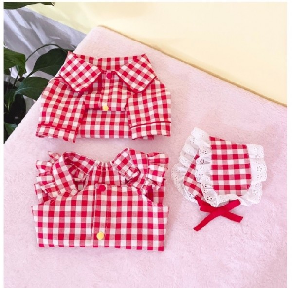 페오펫몰,(찰리롤리) 체크체크 강아지 잠옷 애견 파자마 커플룩 원피스 실내복