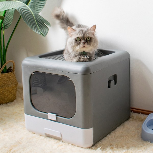 페오펫몰,레드퍼피 스퀘어 접이식 캣 토일렛 고양이화장실 플라스틱고양이 화장실 위생용품