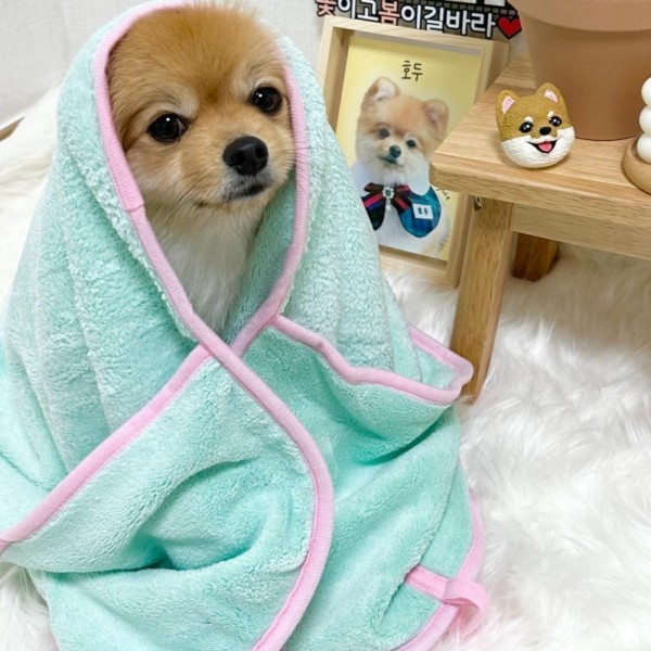 로이코 초극세사 핸드포켓 펫타올 강아지 고양이 수건 목욕 애견타월(~30kg 반려동물용) [최저가]