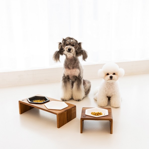 페오펫몰,스탠다드펫 헥사볼 식기 & 우드 테이블 [최저가]
