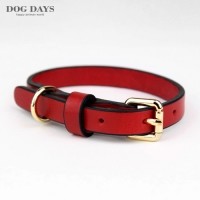 프리미엄 강아지 가죽 목줄 레드 (XS,S,M,L,XL)