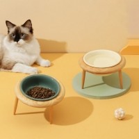 [여름맞이특가] 펫트너스 UFO 강아지 식기 고양이 밥그릇 물그릇 세라믹 도자기 원목