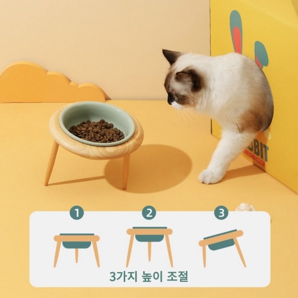 페오펫몰,[여름맞이특가] 펫트너스 UFO 강아지 식기 고양이 밥그릇 물그릇 세라믹 도자기 원목