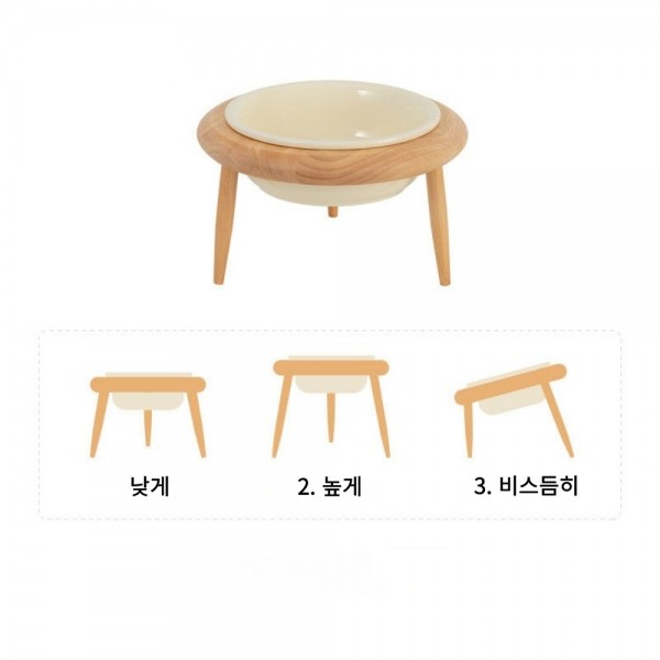 페오펫몰,[여름맞이특가] 펫트너스 UFO 강아지 식기 고양이 밥그릇 물그릇 세라믹 도자기 원목
