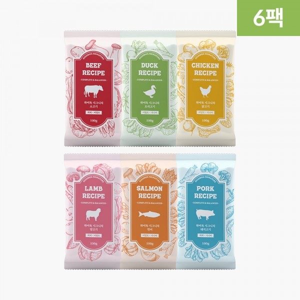 페오펫몰,[하이독 시그니처] 자연식(화식) 주식 6종 세트 (600g)