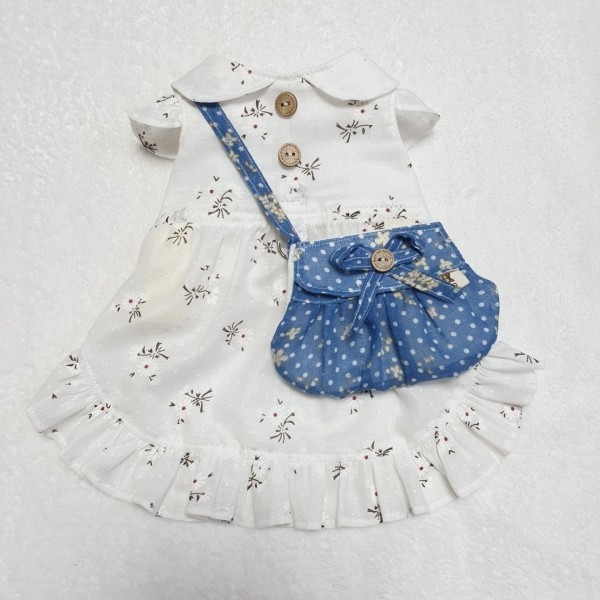 페오펫몰,화이트 드림 원피스/ 보닛 /가방  4XS-9XL 초소 중 대형 고양이 옷 강아지 원피스 외출복 나들이복 행사 핸드메이드 맞춤제작