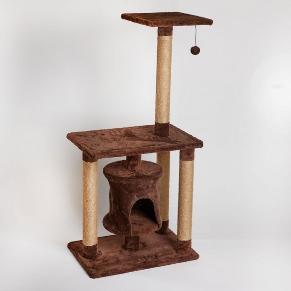 페오펫몰,한층뚝딱 플러시 콘도 고양이 캣타워 브라운