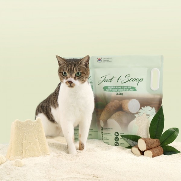 [펫토리아] 한삽뚝딱 카사바 고양이 모래 무향 3.2kg