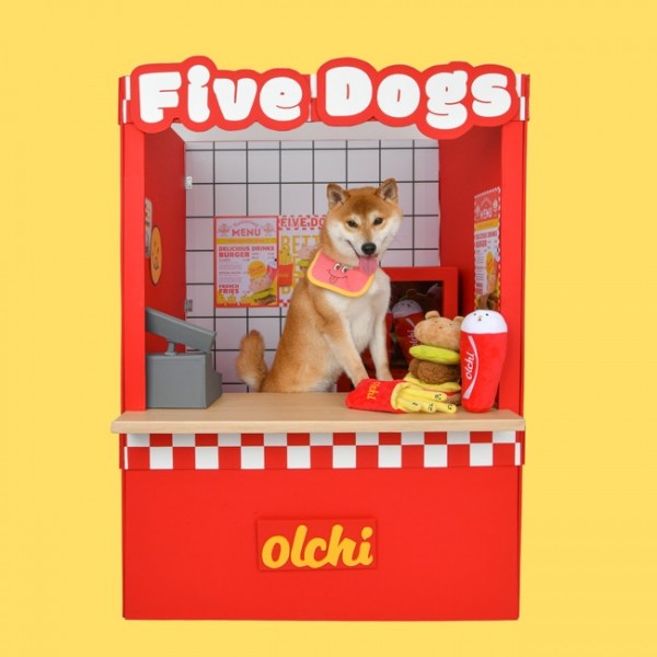 페오펫몰,올치 강아지 터그 장난감 파이브도그즈 햄버거 세트 (햄버거,감자튀김,콜라)