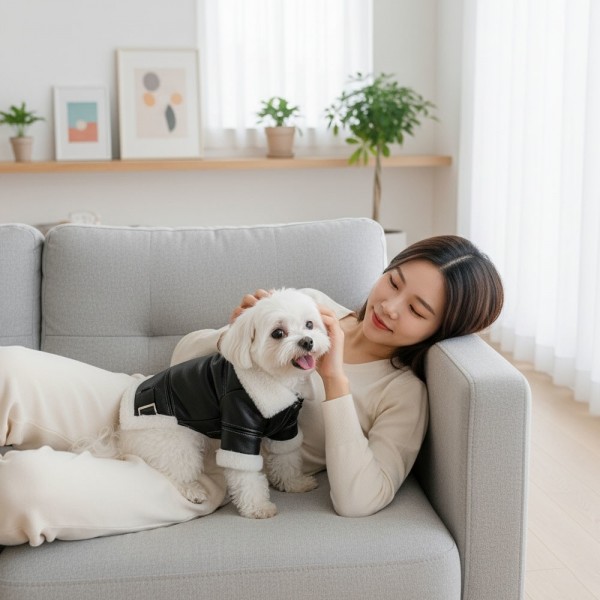 페오펫몰,[예보들][꽃길특가] 강아지 무스탕 강아지 올인원 방한복