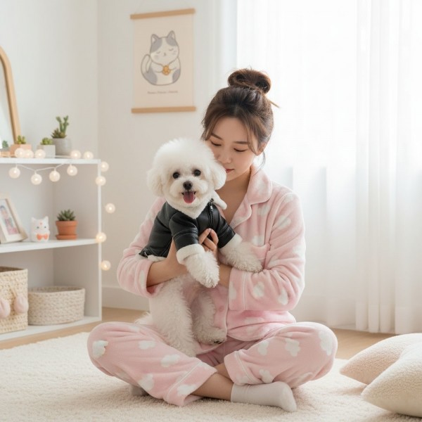 페오펫몰,[예보들][꽃길특가] 강아지 무스탕 강아지 올인원 방한복