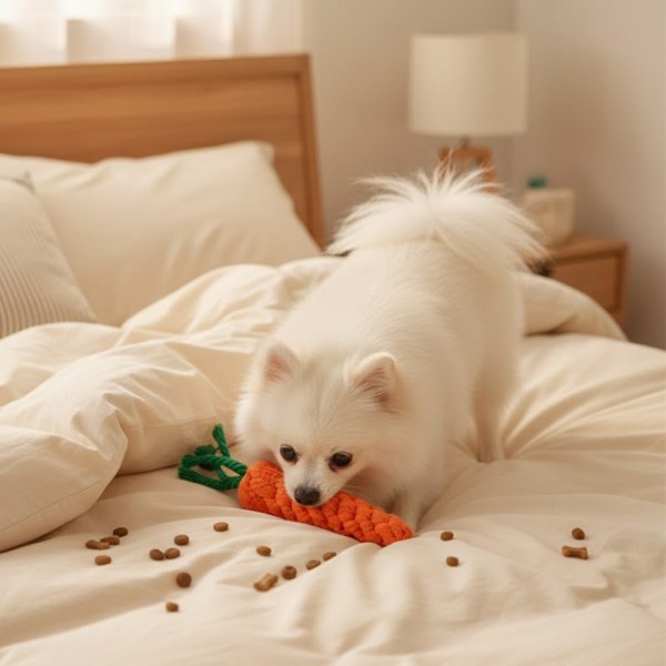 페오펫몰,튼튼한 면로프 강아지 노즈워크 당근 장난감 치석제거 터그놀이