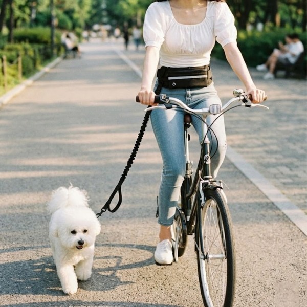 페오펫몰,고탄성 충격흡수 핸즈프리 강아지 리드줄 멀티 산책 파우치 벨트 세트 2종