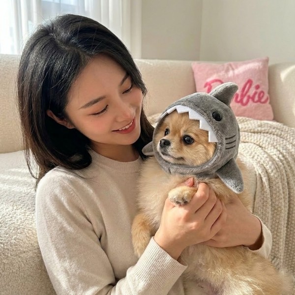 페오펫몰,[반려동물] 귀여운 상어 인형 펫 모자 강아지 고양이 공용 코스튬 소품