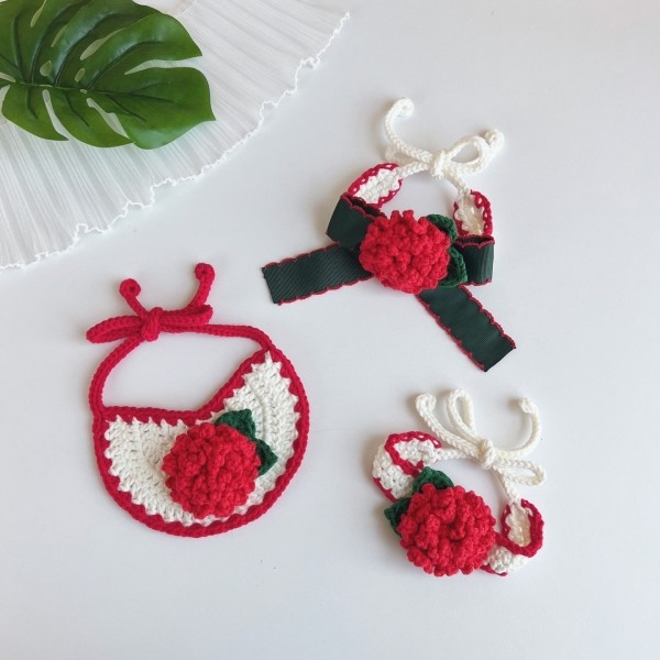 카네이션 뜨개 목걸이 케이프 턱받이 도그빕