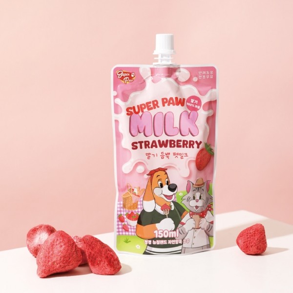 페오펫몰,[슈퍼포우] 슈퍼포우 딸기 듬뿍 펫밀크 150ml 8개(1박스)