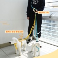 [힛찌] 강아지 핸즈프리 트윈줄 두마리 리드줄 꼬이지 않는 일체형 회전고리 다견 더블리드줄