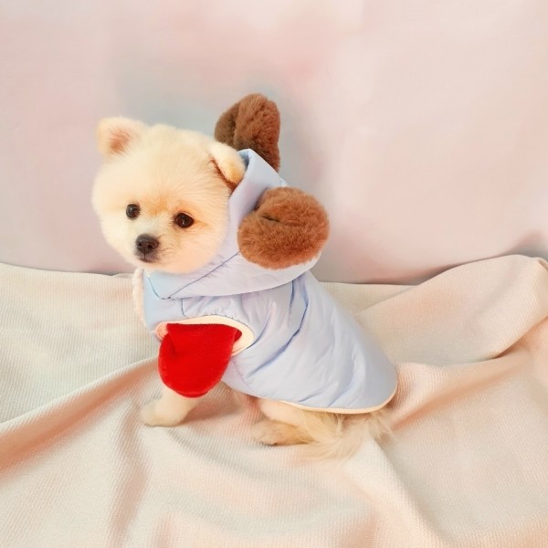 페오펫몰,[패션독] 곰후드 뽀글 패딩 조끼 점퍼강아지옷,강아지패션,애견의류,애견패션