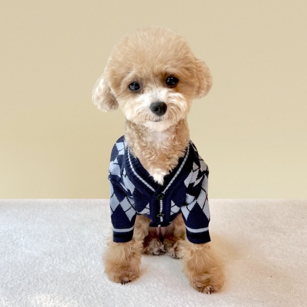 페오펫몰,[꽃길특가] 그루밍독 반려동물 아가일 니트 가디건 S-2XL, 3 colors