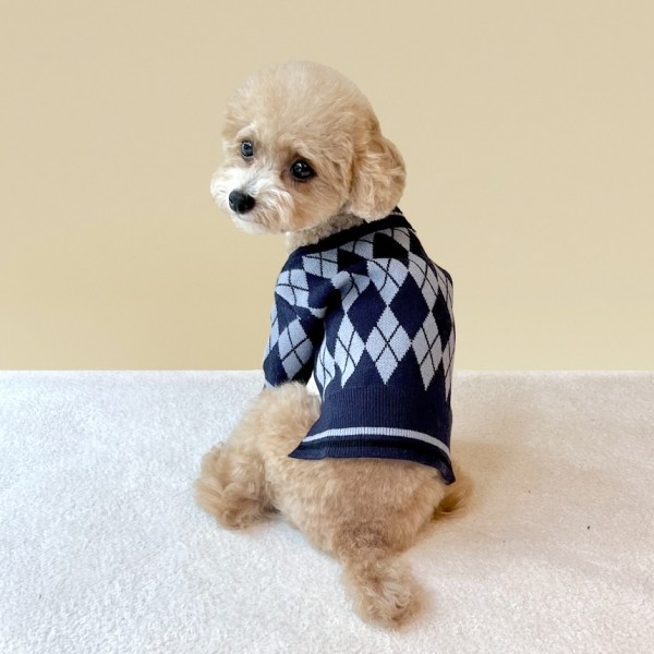 페오펫몰,[꽃길특가] 그루밍독 반려동물 아가일 니트 가디건 S-2XL, 3 colors