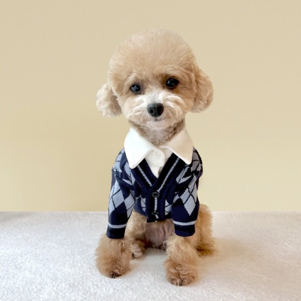 페오펫몰,[꽃길특가] 그루밍독 반려동물 아가일 니트 가디건 S-2XL, 3 colors