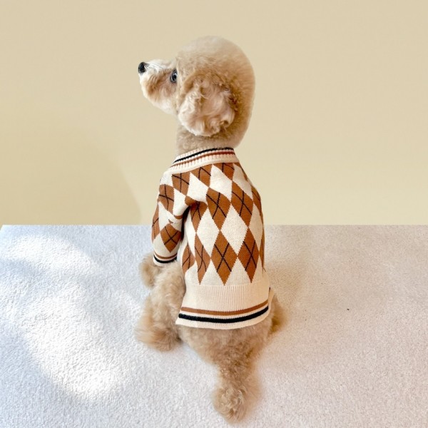 페오펫몰,[꽃길특가] 그루밍독 반려동물 아가일 니트 가디건 S-2XL, 3 colors