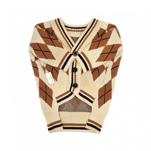 페오펫몰,[꽃길특가] 그루밍독 반려동물 아가일 니트 가디건 S-2XL, 3 colors