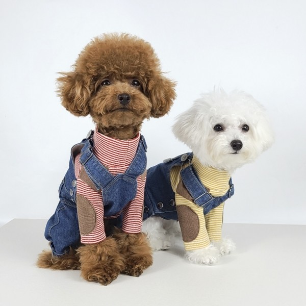 페오펫몰,그루밍독 반려동물 빈티지 데님 오버롤 & 스커트 S-2XL, 1 colors