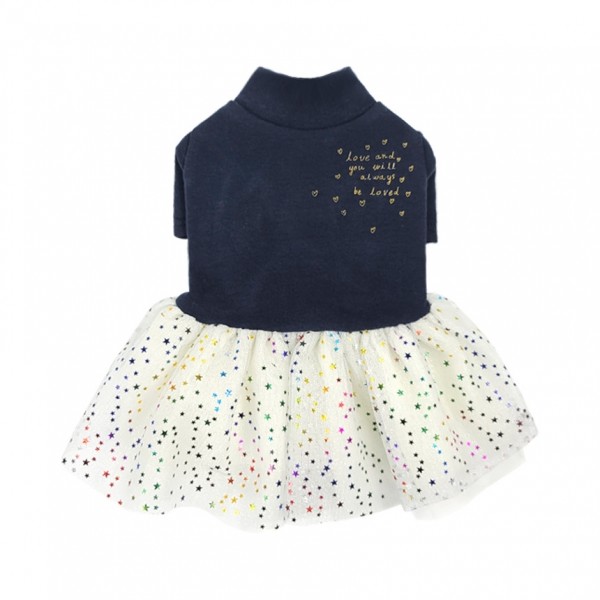 페오펫몰,[꽃길특가] 그루밍독 반려동물 러브 레터링 스타 튜튜 원피스 S-2XL, 2 colors