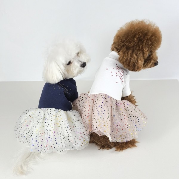 페오펫몰,[꽃길특가] 그루밍독 반려동물 러브 레터링 스타 튜튜 원피스 S-2XL, 2 colors