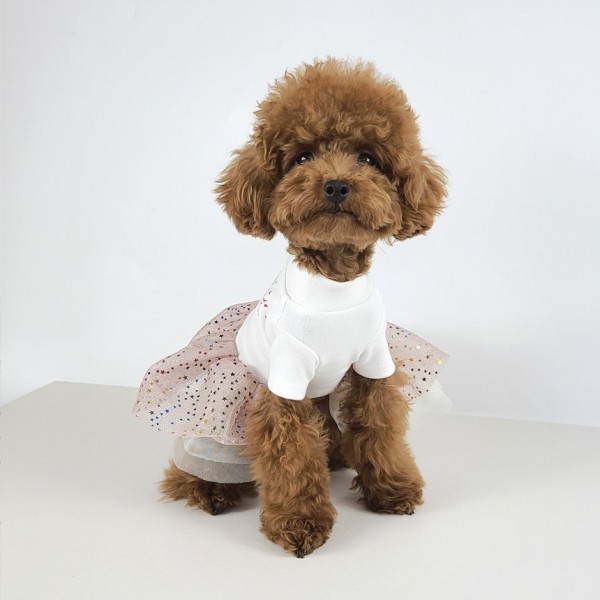 페오펫몰,[꽃길특가] 그루밍독 반려동물 러브 레터링 스타 튜튜 원피스 S-2XL, 2 colors