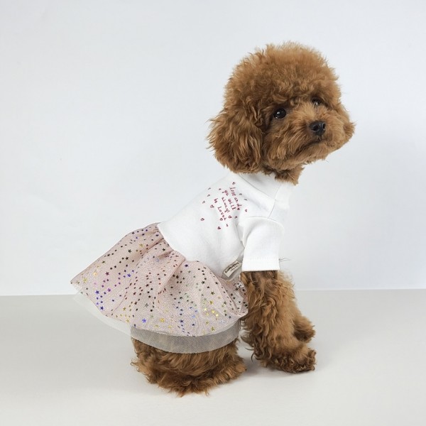 페오펫몰,[꽃길특가] 그루밍독 반려동물 러브 레터링 스타 튜튜 원피스 S-2XL, 2 colors