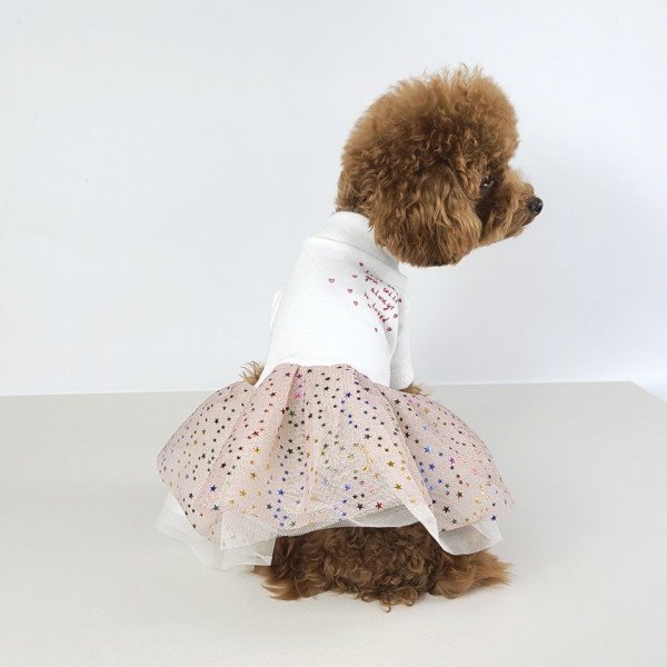 페오펫몰,[꽃길특가] 그루밍독 반려동물 러브 레터링 스타 튜튜 원피스 S-2XL, 2 colors