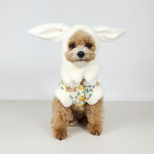 페오펫몰,그루밍독 반려동물 깡총 토끼 후리스 모자, 2 colors