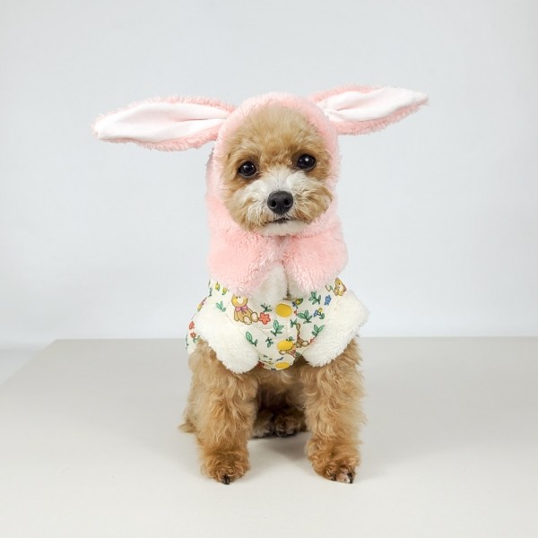 페오펫몰,그루밍독 반려동물 깡총 토끼 후리스 모자, 2 colors