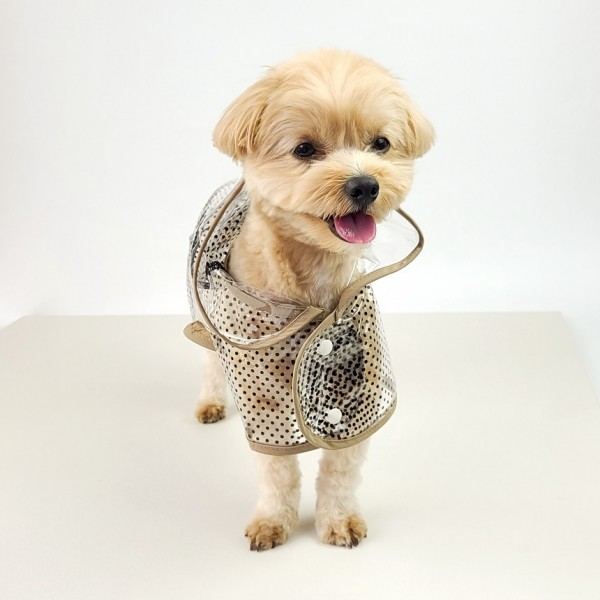 페오펫몰,그루밍독 반려동물 해피도트 투명 우비 S-2XL, 3 colors