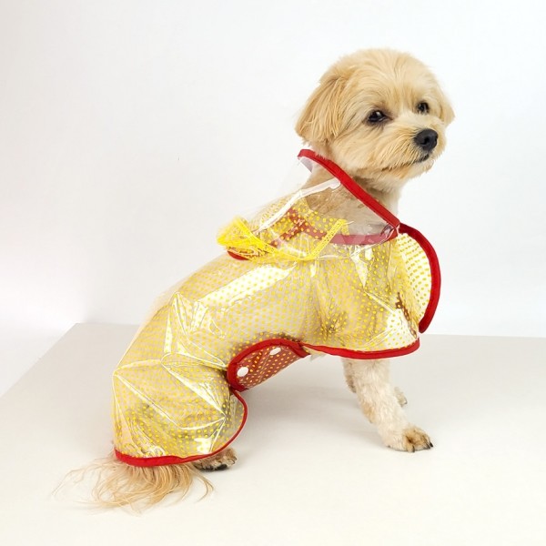 페오펫몰,그루밍독 반려동물 해피도트 투명 우비 S-2XL, 3 colors