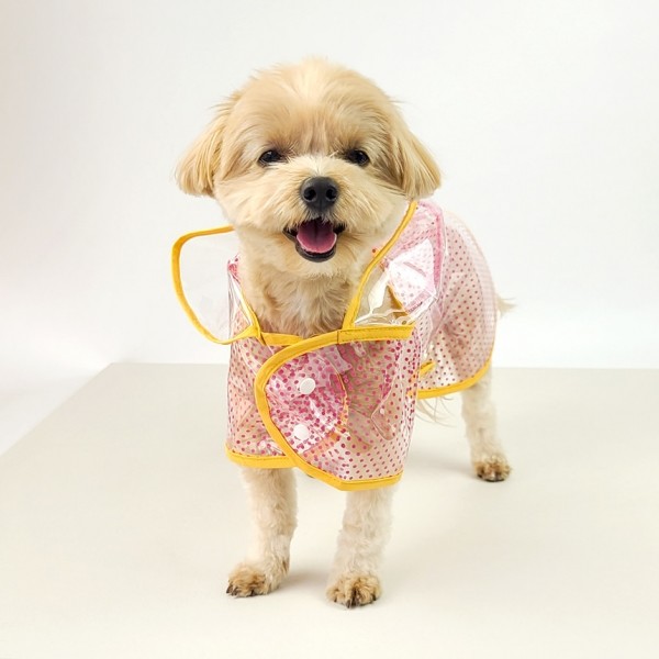 페오펫몰,그루밍독 반려동물 해피도트 투명 우비 S-2XL, 3 colors