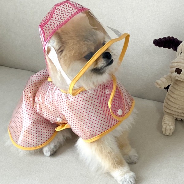 페오펫몰,그루밍독 반려동물 해피도트 투명 우비 S-2XL, 3 colors