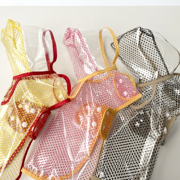 페오펫몰,그루밍독 반려동물 해피도트 투명 우비 S-2XL, 3 colors