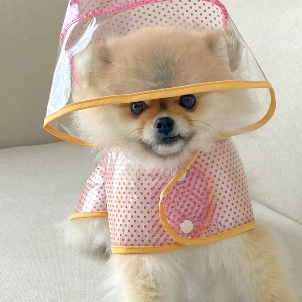 페오펫몰,그루밍독 반려동물 해피도트 투명 우비 S-2XL, 3 colors