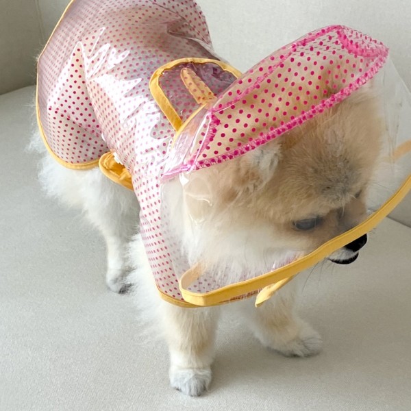 페오펫몰,그루밍독 반려동물 해피도트 투명 우비 S-2XL, 3 colors